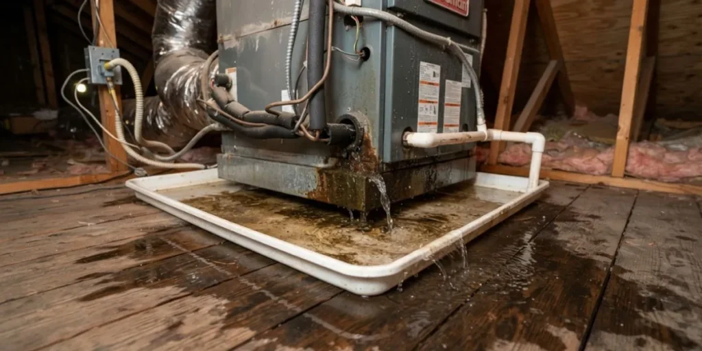 Photo depiction of an air conditioner leak