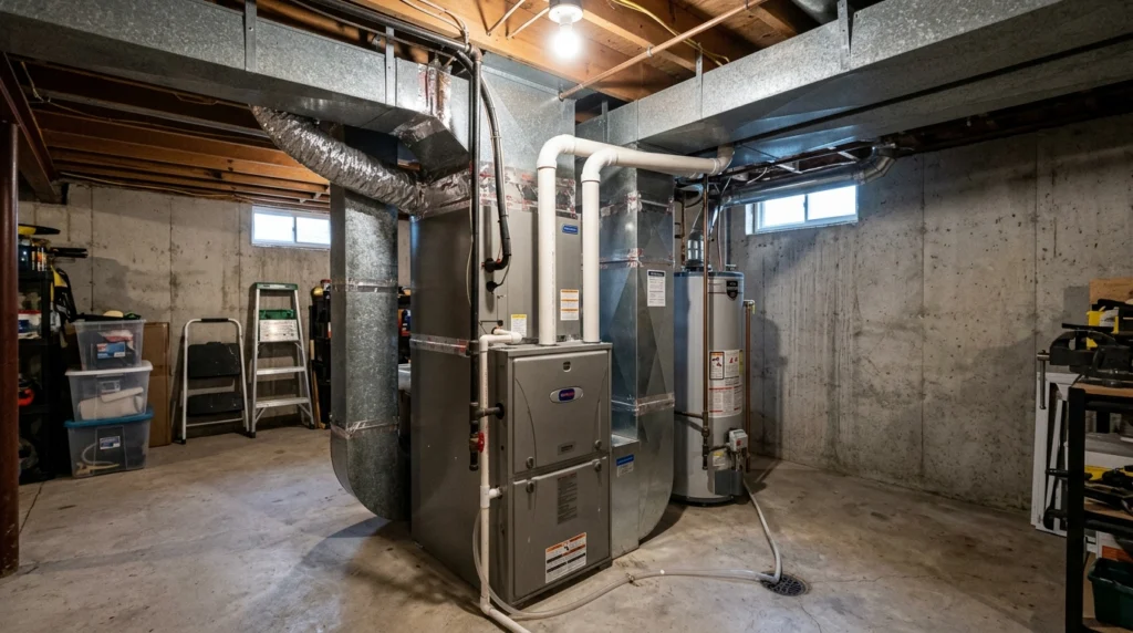 a newly installed furnace in a home
